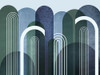 Mid Century Arches Navy Emerald Poster Print - Epiphany Urban