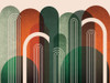 MidCentury Arches Orange Green Poster Print - Epiphany Urban