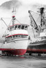 Alaska- Valdez. Fishing boats on dry dock. Artistic rendering. Poster Print - Janet Muir