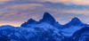 USA-Wyoming. Panoramic sunset of Grand Teton and clouds from west side of Tetons Poster Print - Howie Garber