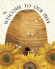 Honey Bees And Flowers Please portrait II-Welcome Poster Print - Tara Reed
