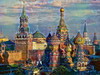 Moscow Russia domes and peaks Poster Print - Pedro Gavidia