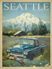 Seattle Poster Print - Red Truck Old
