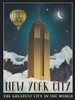 New York Night Poster Print - Red Truck Old