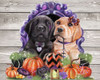 Sweet Halloween Couple Puppies Poster Print - Pike Art Sheena