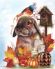 Autumn Greetings Bunny - with Background Poster Print - Pike Art Sheena