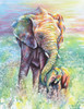 Mother And Baby Elephant Rainbow Colors Poster Print - Martin Wickstrom