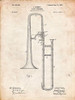PP261-Vintage Parchment Slide Trombone Patent Poster Poster Print - Cole Borders