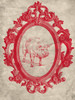 Framed Pig in Crimson Poster Print - Studio SEA