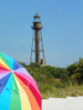 Sanibel Lighthouse with Umbrella Poster Print - GST