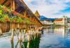 Kapellbrucke Jesuit Church reflection-Lucerne-Switzerland. Built in 1365 Poster Print - William Perry