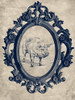 Framed Pig in Navy Poster Print - Studio SEA