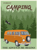 Vintage Forest Camping Camper Van Poster Poster Print - Travel Posters Vintage