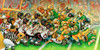 Football Dogs Poster Print - Bill Bell