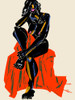 Woman Resting Her Chin On Her Hand Dark Poster Print - Francesco Gulina