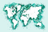 Teal strokes world map Poster Print - Blursbyai Rosana Laiz