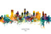 Houston Texas Skyline Poster Print - Michael Tompsett