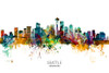 Seattle Washington Skyline Poster Print - Michael Tompsett
