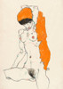 Standing Nude With Orange Drapery 1914 Poster Print - Pictufy