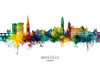 Wakefield England Skyline Poster Print - Michael Tompsett