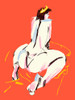 Female Nude Back View Orange Poster Print - Francesco Gulina