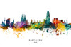 Barcelona Spain Skyline Poster Print - Michael Tompsett