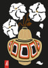 Ukiyo Vase Flower Black Poster Print - Frances Collett