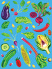 Spring Vegetables Blue Poster Print - Alice Straker