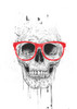 Skull with red glasses Poster Print - Balazs Solti