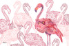 Flamingo Flock - White Poster Print - Paul Brent