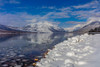 Mountains reflect in wintry Lake McDonald in Glacier National Park-Montana-USA Poster Print - Chuck Haney # VARPDXUS27CHA4897