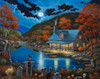 Cabin on Halloween Lake Poster Print - John Zaccheo (24 x 18)
