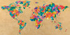 Multicolor World Map (golden) Poster Print - Joannoo (36 x 18)