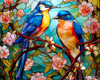 Stained Love Birds Poster Print - Stewart