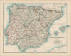 Johnstons Map of Spain and Portugal Poster Print - Johnston