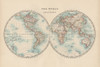 Johnstons World in Hemispheres Poster Print - Johnston