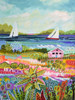 Two Sailboats and Cottage I Poster Print - Karen Fields