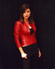 Tiffani Thiessen In Black With Red Leather Jacket Photo Print - Item # MVM58992