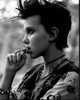 Millie Bobby Brown In Leather Vest And Chains Black And White Photo Print - Item # MVM58604