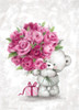 Bear with Pink Roses Poster Print - MAKIKO