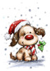 Dog with Holly Poster Print - MAKIKO