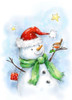 Snowman with Robin 3 Poster Print - MAKIKO