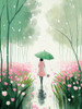 Walking Through Tulips in the Rain Poster Print - Incado