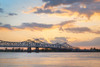 Natchez-Vidalia Bridge over the Mississippi River at sunset Seen from Natchez-Mississippi Poster Print - Alan Majchrowicz