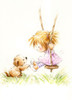 Little Girl on Swing with Dog Poster Print - MAKIKO