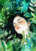 Woman Life   Sleeping In the Grass Poster Print - Justyna Jaszke