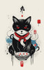 Cat a the bowl Poster Print - Andreas Magnusson
