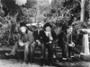 Marx Brothers sitting on a Bench in Black and White Photo Print - Item # VARCEL685652