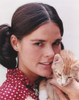 Ali MacGraw Posed in Red Dress with Kitten Photo Print - Item # VARCEL685793