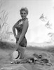Kim Novak Holding Straw hat in Lingerie Black and White Photo Print - Item # VARCEL686479